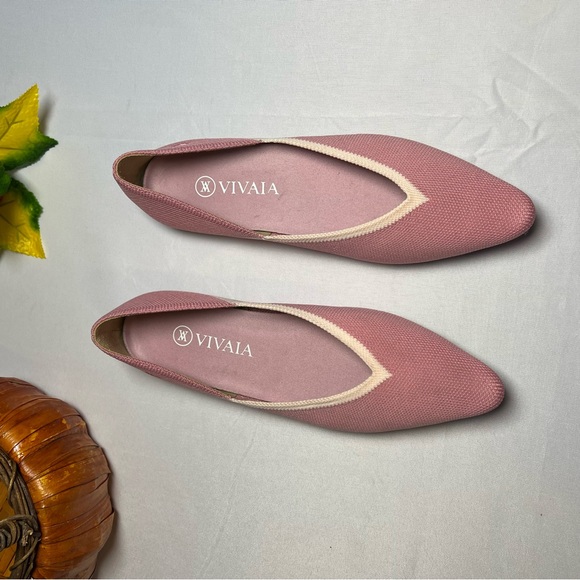 Vivaia Pointed Toe V-Cut Flats Ash Rose Pink Ballet Shoes Size 38.5 - Picture 4 of 11